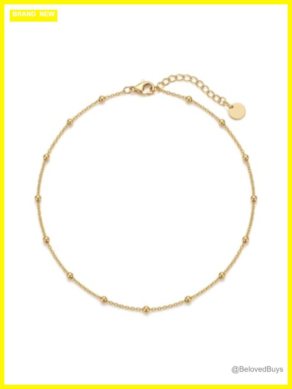14K Gold Plated Bead Choker Necklace Link Chain Adjustable Women Dainty Jewelry